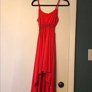 Orange/red high low dress